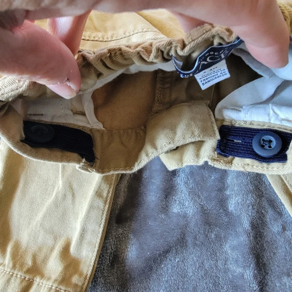 The Children's Place Chino Dress Trouser Baby Boy 6-9M Khaki Adjustable Waist